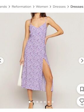 Reformation White and Lavender Floral Midi Slip Dress